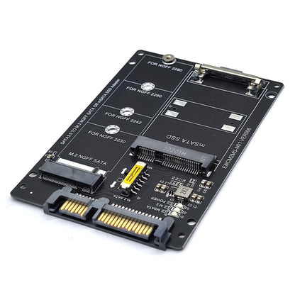 Carte convertisseur SSD 2 en 1 SATA 22 broches vers MSATA ou M.2 NGFF SATA, carte seule, avec câble SATA 22 broches et câble USB 3.0