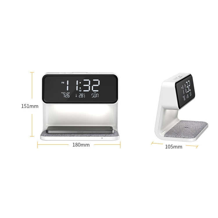 3 In 1 10W Wireless Charging Bedside Lamp LCD Screen Alarm Clock  Phone Charger,EU Plug