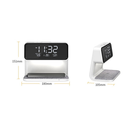 3 In 1 10W Wireless Charging Bedside Lamp LCD Screen Alarm Clock  Phone Charger,EU Plug
