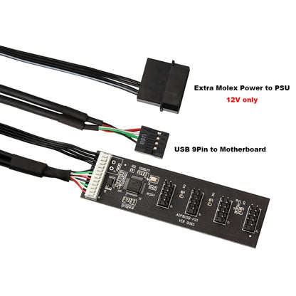 USB 2.0 9pin To 4 9pin Hub Internal Motherboard Header With 4pin Powered