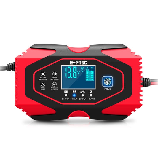 Cargador de baterías de litio para coche y motocicleta E-FAST de 12V/24V, enchufe europeo, enchufe estadounidense, enchufe australiano, enchufe británico, enchufe japonés.