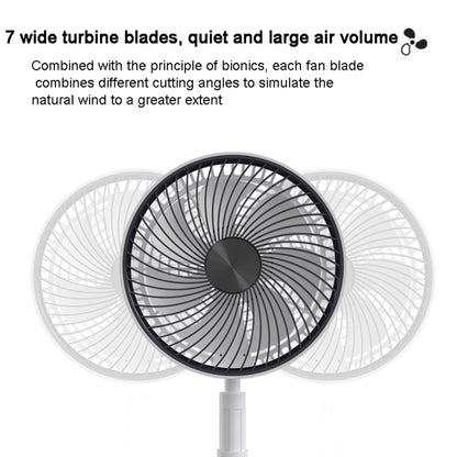 Ventilateur télescopique pliable portable de 8 pouces avec oscillation, minuterie et télécommande, blanc 6000 mAh