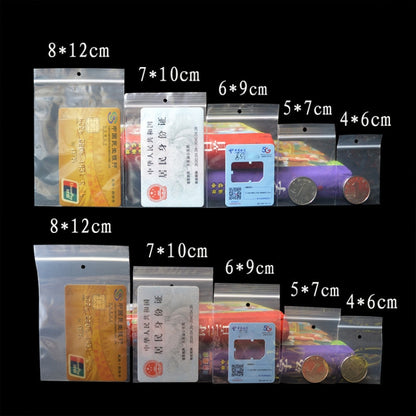 100pcs  Perforated Ziplock Bag Thickened Transparent Packaging Bag Plastic Sealed Bag, 4 x 6cm, 5 x 7cm, 6 x 9cm, 7 x 10cm, 8 x 12cm, 10 x 15cm