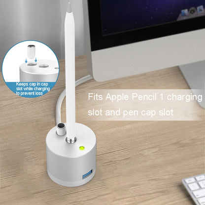For Apple Pencil 1 USB Charging Adapter Metal Base With LED Indicator, A48 Black