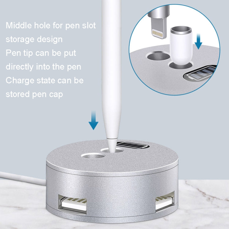 For Apple Pencil 1 3 USB Port Charging Aluminum Base, A48-2 Silver