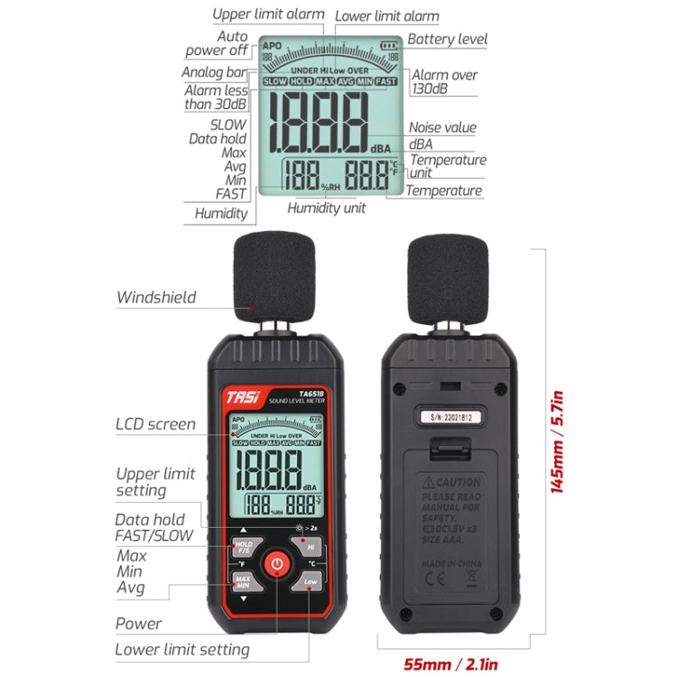Household Noise Tester Decibel Device, TASI TA651B