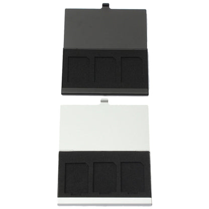 3SD Aluminum Alloy Memory Card Case Card Box Holders, Silver, Black