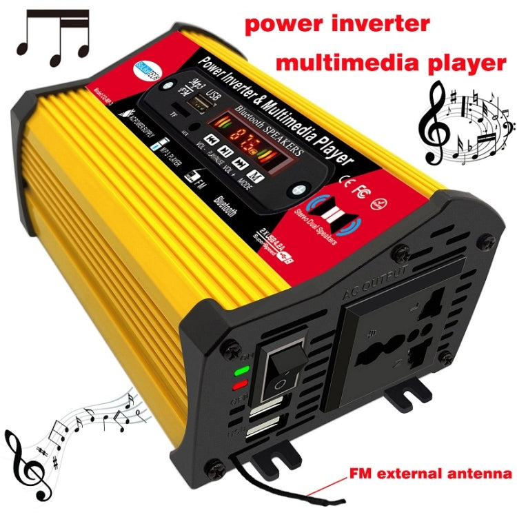 SOLIKE TECH 300W Inverter with Bluetooth MP3/FM Multimedia Player, 12V to 110V, 12V to 220V