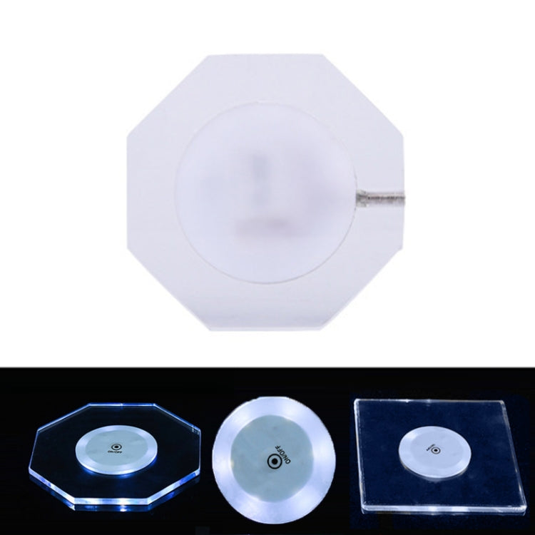 LED Light Up Acrylic Coaster Transparent Crystal Base, 100x4mm Round, 100x4mm Octagonal, 100x4mm Square