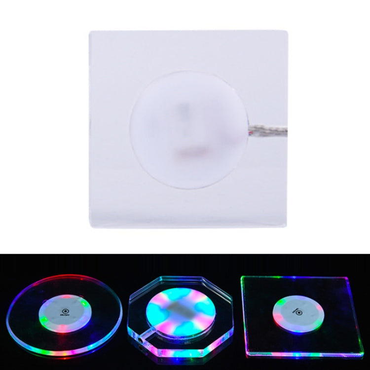 LED Light Up Acrylic Coaster Transparent Crystal Base, 100x4mm Round, 100x4mm Octagonal, 100x4mm Square