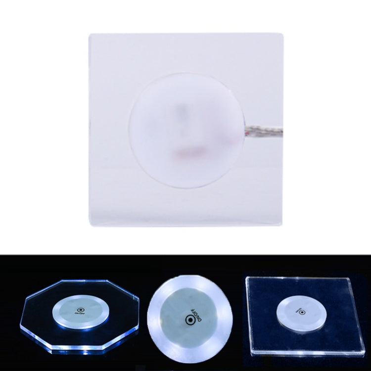 LED Light Up Acrylic Coaster Transparent Crystal Base, 100x4mm Round, 100x4mm Octagonal, 100x4mm Square