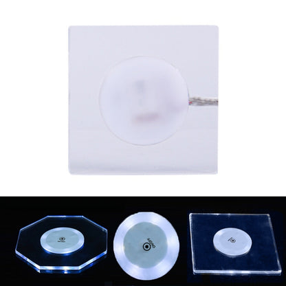 LED Light Up Acrylic Coaster Transparent Crystal Base, 100x4mm Round, 100x4mm Octagonal, 100x4mm Square