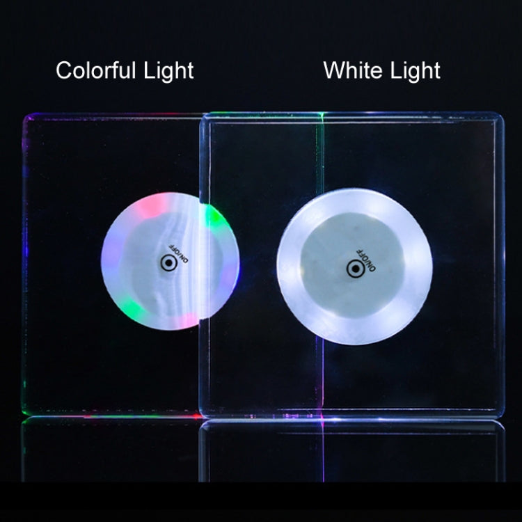 LED Light Up Acrylic Coaster Transparent Crystal Base, 100x4mm Round, 100x4mm Octagonal, 100x4mm Square