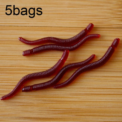 Leurre souple en forme de ver de terre rouge lumineux de 3,5 cm, 5 sacs de 20 pièces/sac, 5 sacs de 50 pièces/sac, 5 sacs de 100 pièces/sac, 5 sacs de 200 pièces/sac