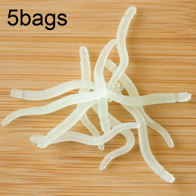 Leurre souple en forme de ver de terre rouge lumineux de 3,5 cm, 5 sacs de 20 pièces/sac, 5 sacs de 50 pièces/sac, 5 sacs de 100 pièces/sac, 5 sacs de 200 pièces/sac