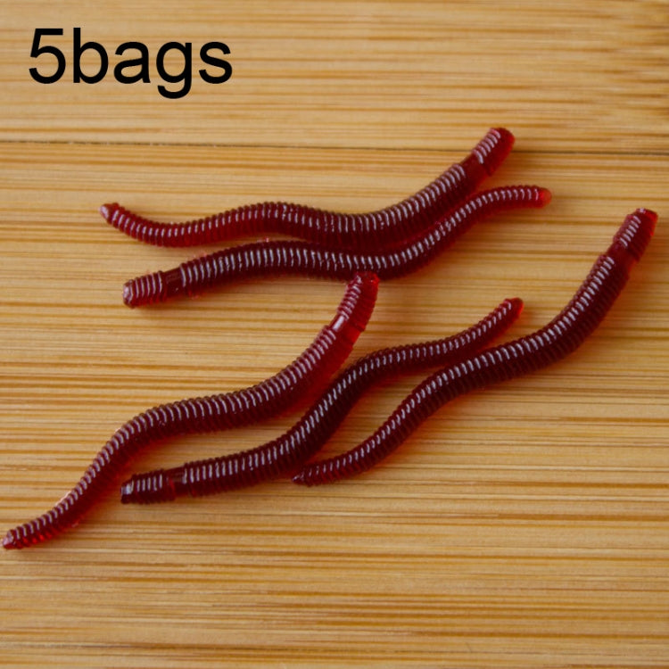 Leurre souple en forme de ver de terre rouge lumineux de 3,5 cm, 5 sacs de 20 pièces/sac, 5 sacs de 50 pièces/sac, 5 sacs de 100 pièces/sac, 5 sacs de 200 pièces/sac