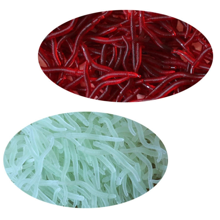 Leurre souple en forme de ver de terre rouge lumineux de 3,5 cm, 5 sacs de 20 pièces/sac, 5 sacs de 50 pièces/sac, 5 sacs de 100 pièces/sac, 5 sacs de 200 pièces/sac