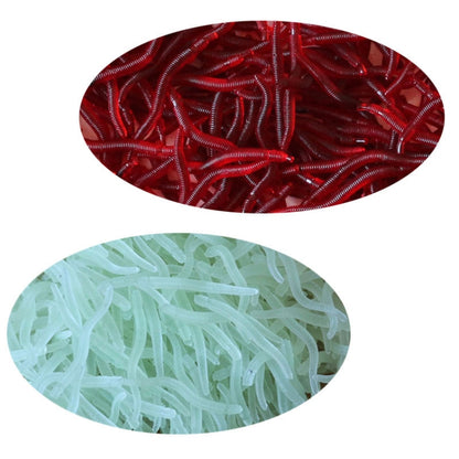 Leurre souple en forme de ver de terre rouge lumineux de 3,5 cm, 5 sacs de 20 pièces/sac, 5 sacs de 50 pièces/sac, 5 sacs de 100 pièces/sac, 5 sacs de 200 pièces/sac