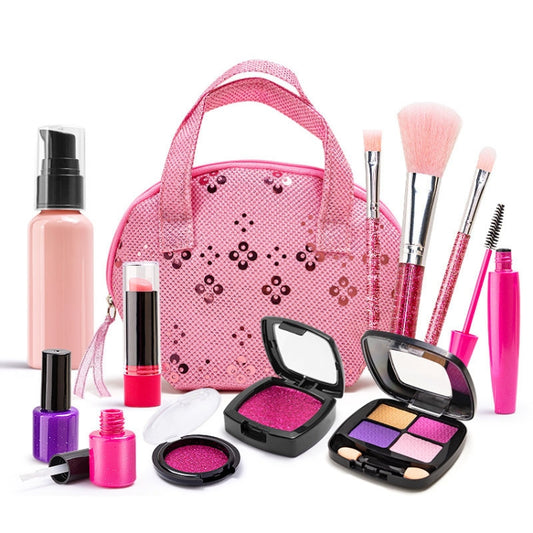 Ensemble de cosmétiques non toxiques 11 pièces/set pour filles, boîte de maquillage de simulation, belle trousse de maquillage 1164, sac à pois 1162, sac coquillage 1165, sac graffiti 1163, sac OPP 1162A, sac OPP 1163A, sac OPP 1164A, sac OPP 1165A