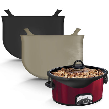 6QT Silicone Slow Cooke Liners Reusable Leakproof Crock Pot Liners, Gray, Black, Pink, Yellow