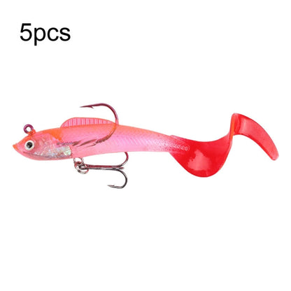 5pcs Roadrunner Soft Lures Leadheads Luminous Lures, Red White T Tail, Pink  T Tail, Blue  T Tail, Green  T Tail, Yellow  T Tail, White T Tail, Black T tail, Red Luminous Reel Tail, Blue Reel Tail, Green Reel Tail, Pink Reel Tail, Red Reel Tail        ...