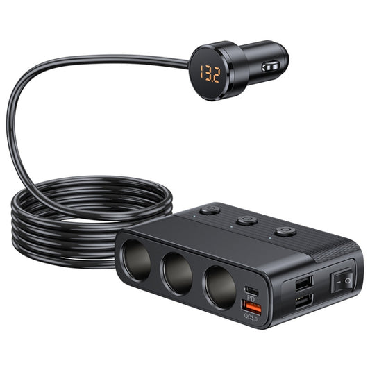 Chargeur de voiture 127W avec allume-cigare et interface USB3.0/PD