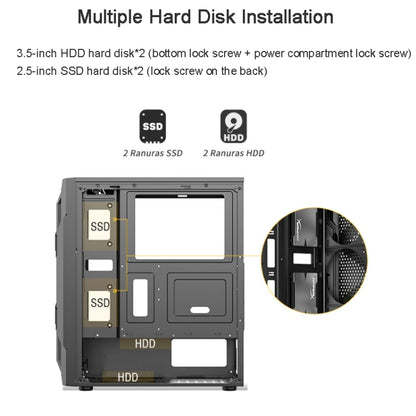EVESKY Acrylic Side Transparent ATX Computer Case With 6 Fans Position And USB 3.0 Interface, Black, White