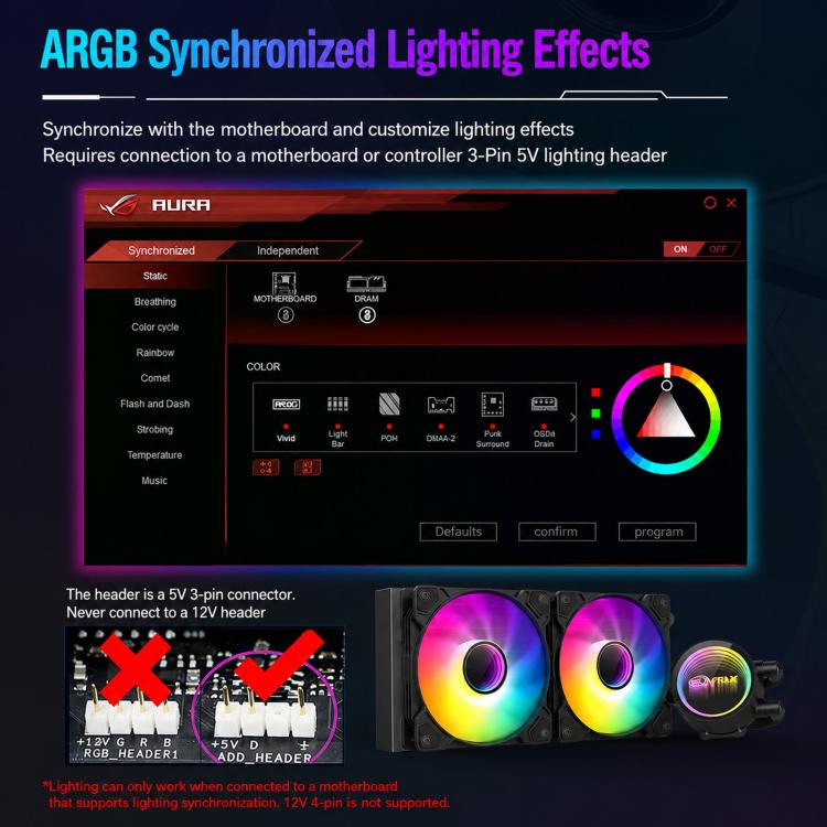 Sumtax Water Cooler Cpu Fan RGB Fan Liquid Heatsink Integrated Radiator, 120mm Colorful