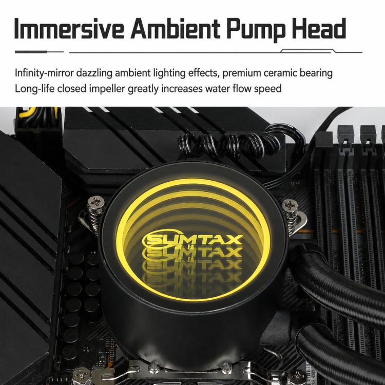Sumtax Water Cooler Cpu Fan RGB Fan Liquid Heatsink Integrated Radiator, 120mm Colorful
