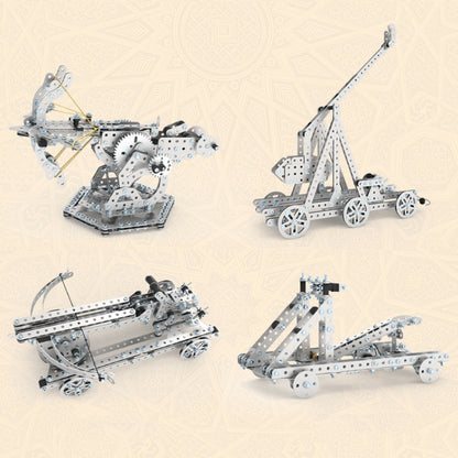 Puzzle Toys Intelligence Hand Assembly Mechanical Gear Transmission Building Blocks High Difficulty Metal Model, 580pcs Stone Throwing Machine, 660pcs Crossbow, 820pcs Dragon Crossbow, 500pcs Twisted Rock Thrower