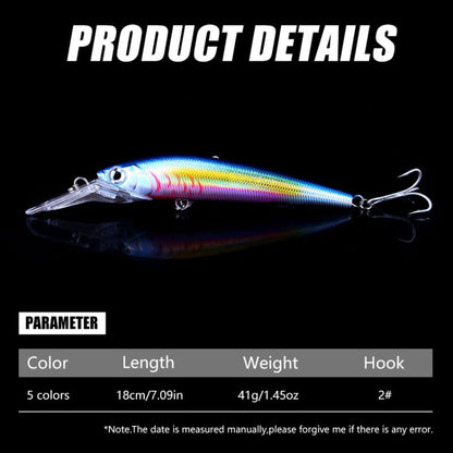 HENGJIA 18cm 41g Sinking Floating Minnow Fishing Lure Long Tongue Lure Bait, MI207 (1), MI207 (2), MI207 (3), MI207 (4)