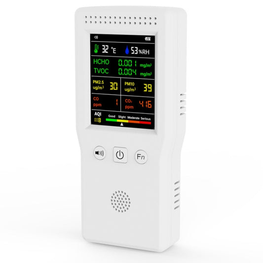 9 In 1 Air Quality Detector Handheld High Precision Formaldehyde Detector, White, Black