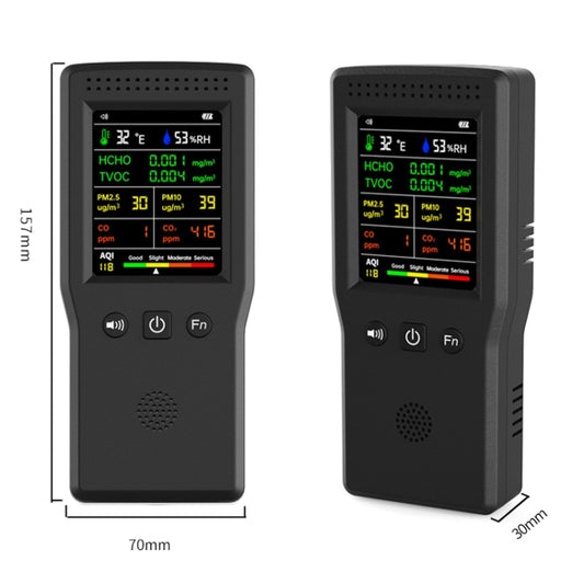 9 In 1 Air Quality Detector Handheld High Precision Formaldehyde Detector, White, Black