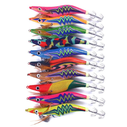 HENGJIA 14cm 20g Crevette en Bois Lumineuse Appât Artificiel Hameçon Calmar Leurre Luya, 1, 2, 3, 4, 5, 6, 7, 8, 9, 10, 10 Couleurs