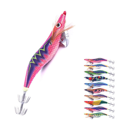 HENGJIA 14cm 20g Crevette en Bois Lumineuse Appât Artificiel Hameçon Calmar Leurre Luya, 1, 2, 3, 4, 5, 6, 7, 8, 9, 10, 10 Couleurs