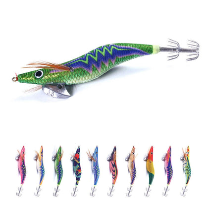 HENGJIA 14cm 20g Crevette en Bois Lumineuse Appât Artificiel Hameçon Calmar Leurre Luya, 1, 2, 3, 4, 5, 6, 7, 8, 9, 10, 10 Couleurs