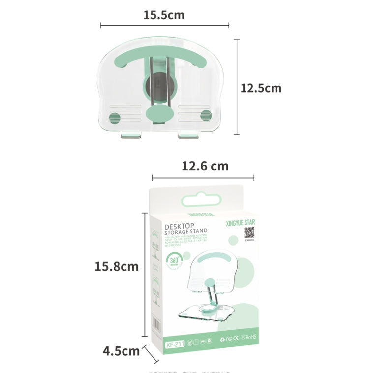 Support de téléphone portable/tablette de bureau rotatif et pliable antidérapant KF-Z11 en acrylique, KF-Z11 (blanc), KF-Z11 (rose), KF-Z11 (vert), KF-Z11 (noir)