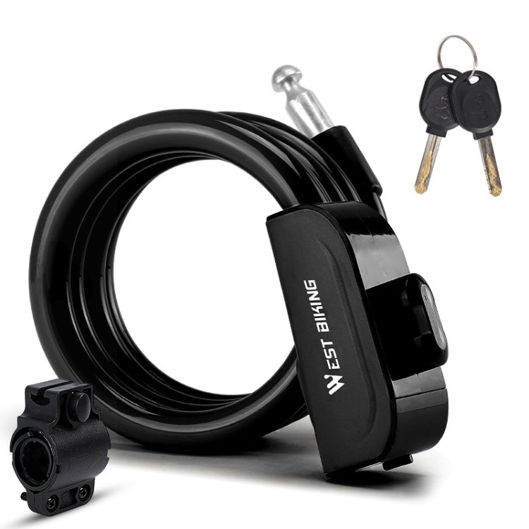 WEST BIKING 1.2m Bicycle Lock PVC Steel Cable Anti-theft Waterproof Cycling Lock, Black, Blue, Orange
