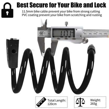WEST BIKING 1.2m Bicycle Lock PVC Steel Cable Anti-theft Waterproof Cycling Lock, Black, Blue, Orange