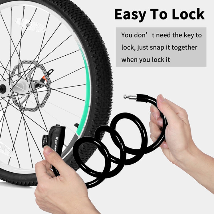 WEST BIKING 1.2m Bicycle Lock PVC Steel Cable Anti-theft Waterproof Cycling Lock, Black, Blue, Orange