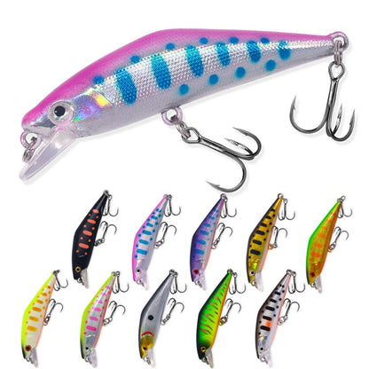 HENGJIA 5.7cm 3.4g Microbe Road Lures Slow Sinking Minnow Fake Bait, 1, 2, 3, 4, 5, 6, 7, 8, 9, 10, 10 couleurs ensachées, 10 couleurs en boîte