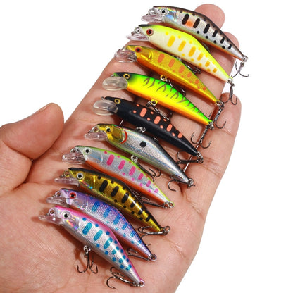 HENGJIA 5.7cm 3.4g Microbe Road Lures Slow Sinking Minnow Fake Bait, 1, 2, 3, 4, 5, 6, 7, 8, 9, 10, 10 couleurs ensachées, 10 couleurs en boîte