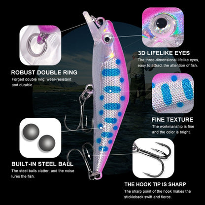 HENGJIA 5.7cm 3.4g Microbe Road Lures Slow Sinking Minnow Fake Bait, 1, 2, 3, 4, 5, 6, 7, 8, 9, 10, 10 couleurs ensachées, 10 couleurs en boîte