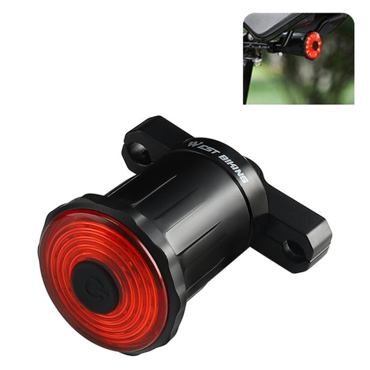 WEST BIKING Feu arrière intelligent de vélo avec capteur de frein, chargement USB, avertissement, coussin de selle, tube de selle
