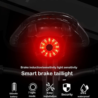 WEST BIKING Bicycle USB Charging Smart Brake Sensor Warning Tail Light, Cushion, Sit Tube