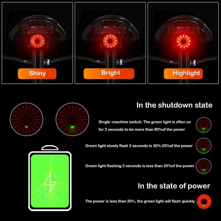 WEST BIKING Bicycle USB Charging Smart Brake Sensor Warning Tail Light, Cushion, Sit Tube