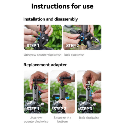 TELESIN  Aluminum Alloy Crab Claw Handlebar Tube Clamp For Sports Camera Mobile Phones, Aluminum Alloy
