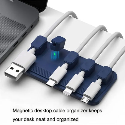 Punch Free Self-Adhesive Desktop Magnetic Data Cable Storage Fixer