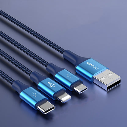 ROMOSS CB25 3 In 1 3.5A  8 Pin + Micro USB + Type C/USB-C Cable, 1m