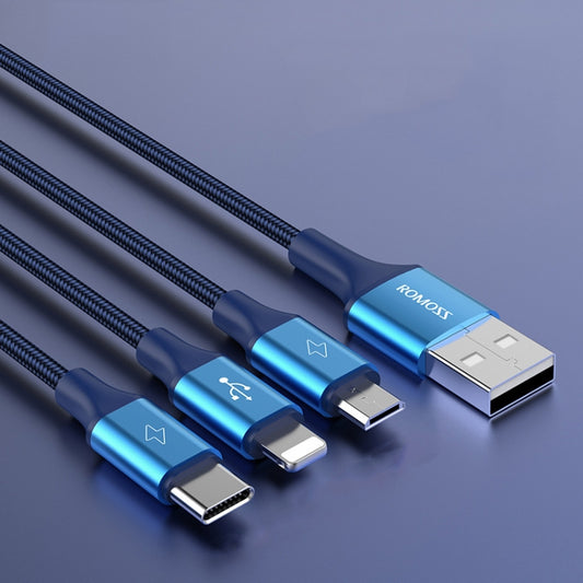 Cable ROMOSS CB25 3 en 1 3.5 A 8 pines + Micro USB + Tipo C/USB-C